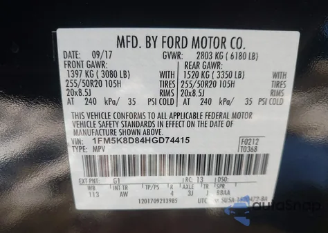 2017 Ford Explorer Xlt from USA, damaged, VIN 1FM5K8D84HGD74415